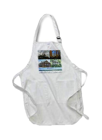 Buy Myrtle Beach Buildings And Rides Collage Printed Apron With Pouch Pockets White 22 x 30inch in Egypt