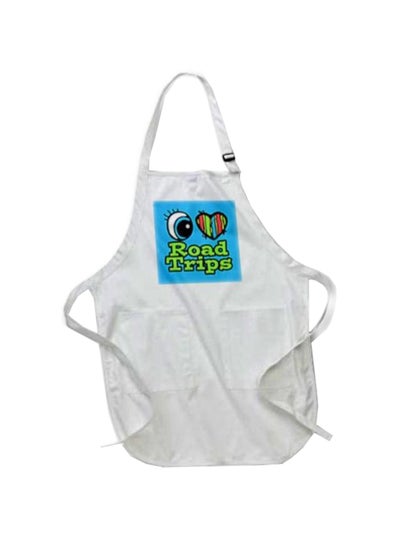 Buy Bright Eye Heart I Love Road Trips Printed Apron With Pockets White in Egypt