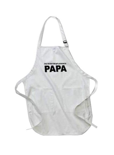 Buy Only The Best Dad Gets Promoted To Papa Printed Apron With Pockets White 22 x 30inch in Egypt