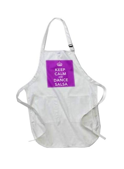 اشتري مريلة بجيوب وبطبعة عبارة Keep Calm And Dance Salsa مقاس 22x30 بوصة أبيض في مصر