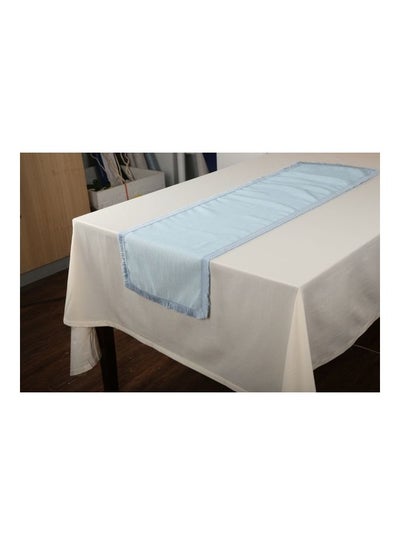 Buy Leaf Printed Table Runner Blue 180 x 33 x 1cm in UAE