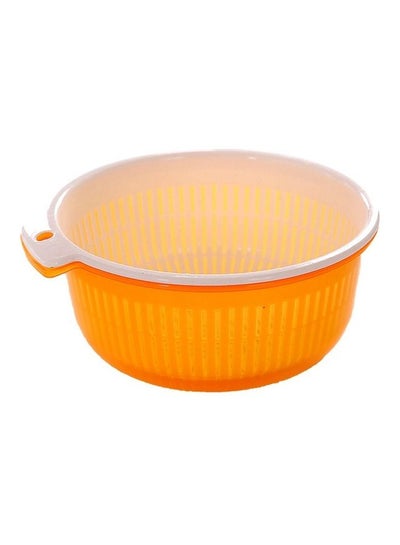 Buy Round Shaped Vegetable Colander Strainer Basket Orange/White in UAE