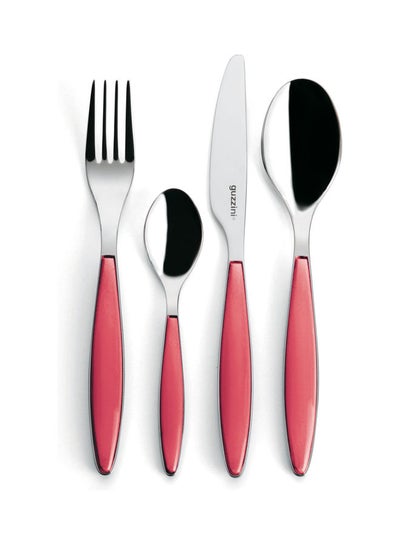 Buy 24-Piece Cutlery Set Red/Silver in UAE