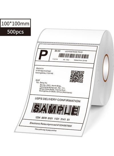 Buy 500-Piece Thermal Label Paper Rolls White in Saudi Arabia