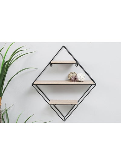 Buy 3-Tier Dranad Diamond Metal Shelf Brown/Black in UAE