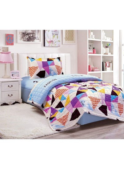 Buy 3 Pieces Kids Compressed Comforter Set Single Size Polyester Multicolour 150x200cm in Saudi Arabia