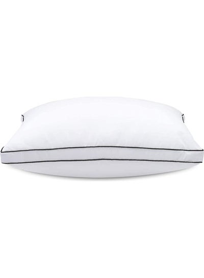 Buy Soft Fiber Fill Comfortable Bed Pillow Cotton White/Black 50 x 75cm in Saudi Arabia