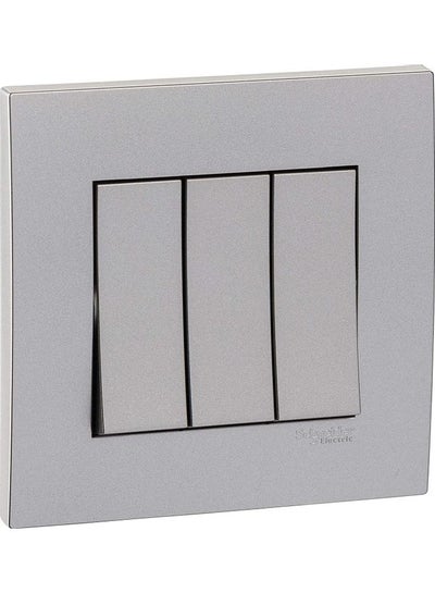 Buy 1-Way Vivace Plate Switch 3 Gang 16AX Aluminium Silver in UAE