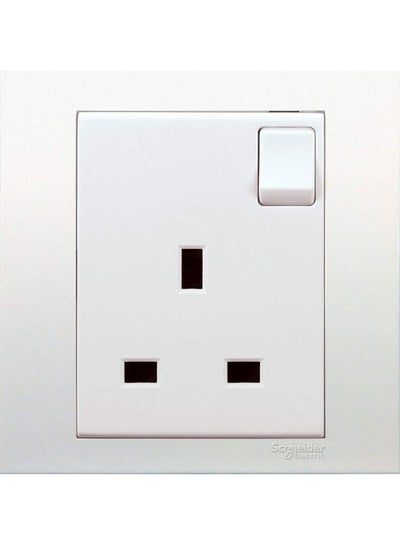 Buy 1-Gang Vivace Single Switched Socket 13A, 230V White 8.5x8.5x2.5cm in UAE