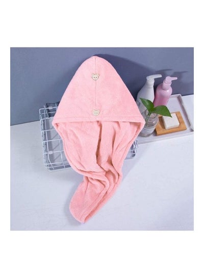 Buy Dry Hair Towel With Buttons Pink 26x17cm in Egypt