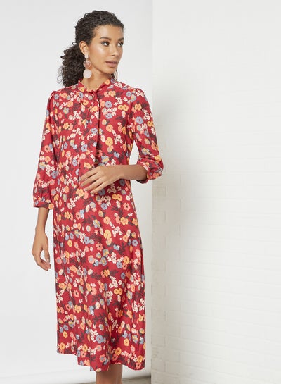 Buy Casual Printed Midi Dress Multicolour in Saudi Arabia
