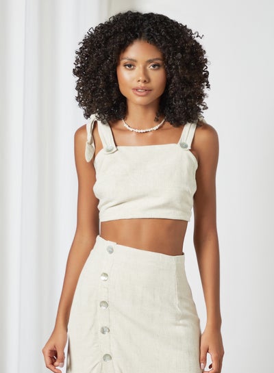 Buy Tie Up Crop Top Off-White in Saudi Arabia