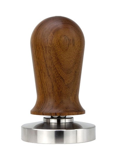 Buy Calibrated Espresso Tamper With Spring Flat Base Brown/Silver in Saudi Arabia