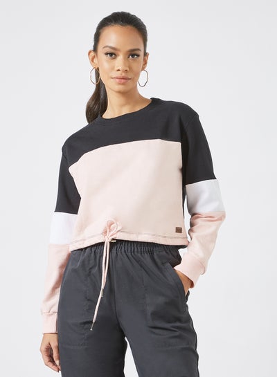 Buy Round Neck Casual Sweatshirt Pink/Black/White in UAE