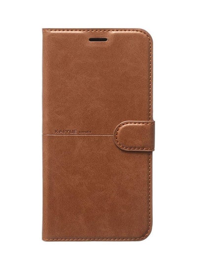 Buy Flip Leather Case Cover For For Oppo Realme C3 Brown in Egypt