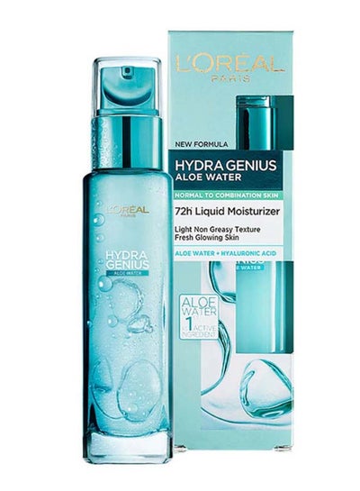 Buy L'Oréal Paris Hydra Genius Aloe Water 72H Liquid Moisturizer Normal to Combination skin White 70ml in UAE