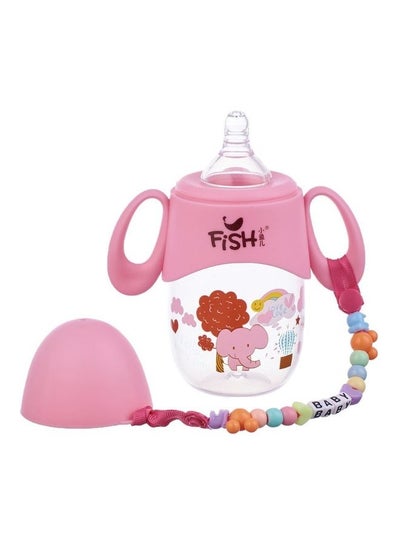 Buy Polypropylene Baby Bottle with Handles and Chain, 210 ml - Pink in Egypt