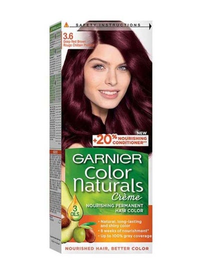 Buy Color Naturals Permanent Hair Color Cream 3.6 Deep Red Brown in Egypt