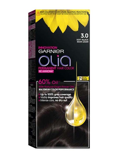 اشتري Olia, No Ammonia Permanent Hair Color With 60% Oils, 3.0 أسود هادئ في الامارات