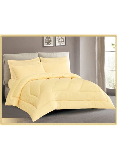 Buy 4-Piece Hotel Single Comforter Set polyester Yellow 170x230cm in Saudi Arabia