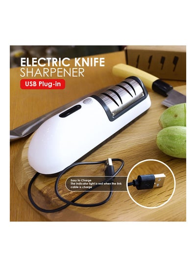 Buy Electric Knife Sharpener With USB Charger White 19x6cm in UAE