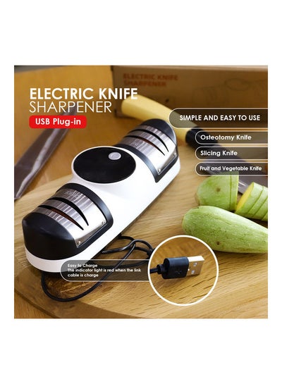 Buy Electric Knife Sharpener With USB Charger White 20x6cm in UAE