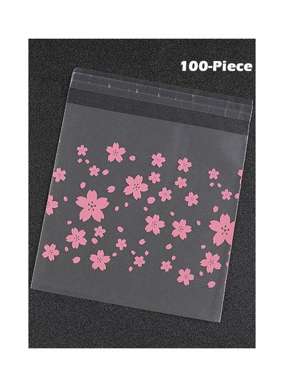 Buy 100-Piece Cherry Blossom Shape Cookie Bag Set Clear in Saudi Arabia