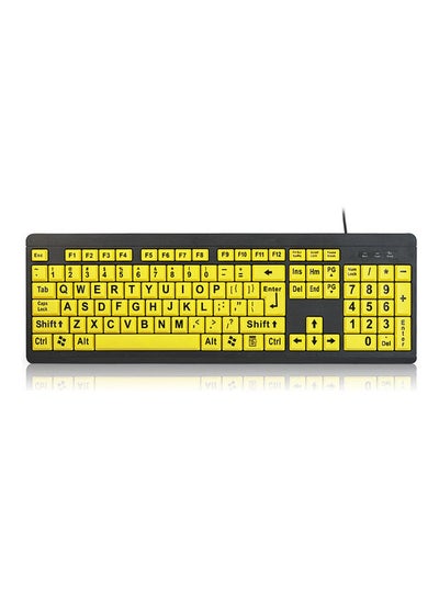 Buy Wired USB Large Print Computer Keyboard Yellow/Black in Saudi Arabia