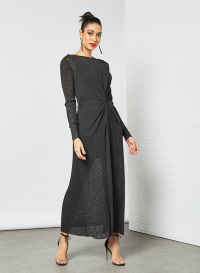 Buy Sheer Twist Front Dress Black in UAE