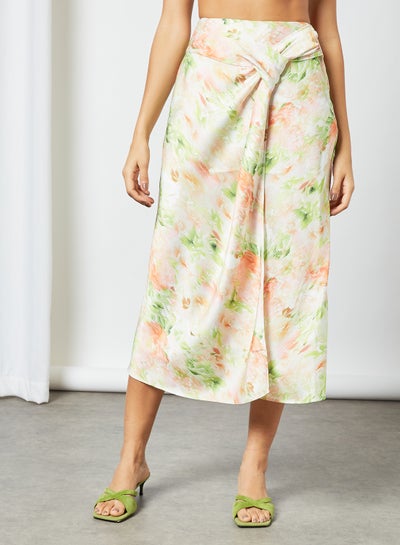 Buy Flora Print High Waist Skirt Multicolour in UAE