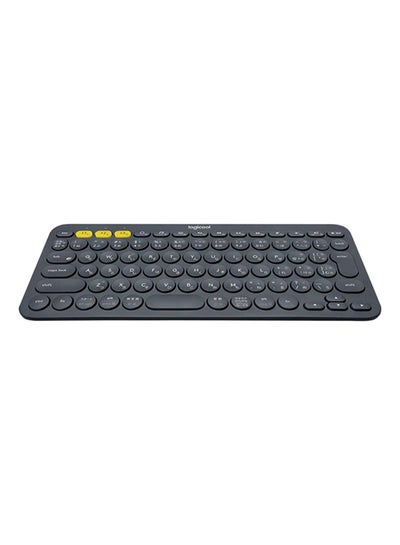 اشتري لوحة مفاتيح K380 مزودة بتقنية البلوتوث التي تسمح باتصال أجهزة متعددة أسود/ أصفر في السعودية