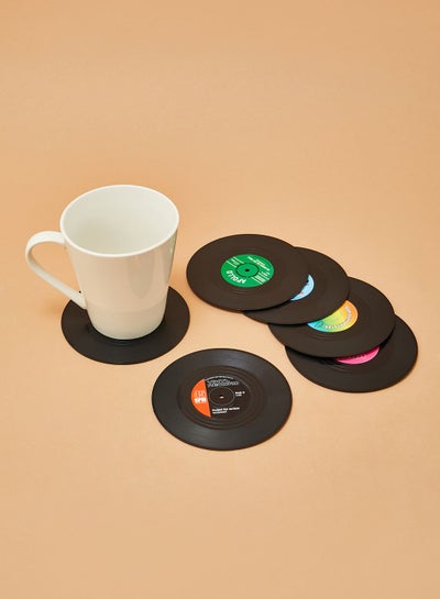 Buy Vinyl Coasters Set of 6 Black in UAE