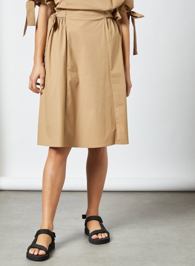 Buy Tie Detail Skirt Brown in Egypt