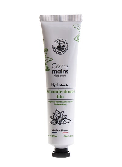 Buy Organic Sweet Almond Oil Hand Cream Tube White 30ml in UAE