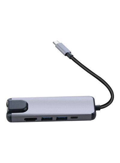 Buy 5 In 1 Usb Type C Hub Hdmi Usb C Hub To Gigabit Ethernet Rj45 Lan Adapter For Macbook Pro Thunderbolt 3 Usb-C Charger Port Grey in Egypt