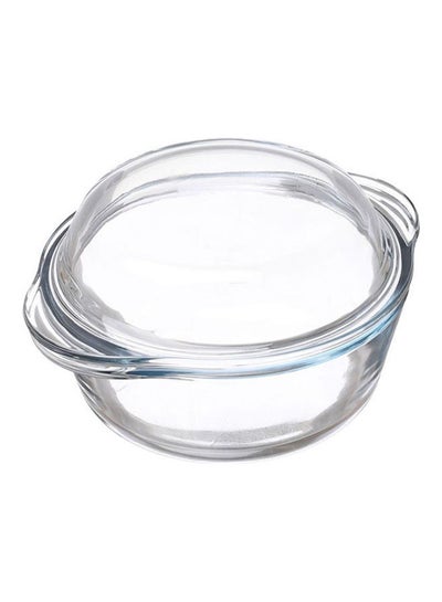 اشتري Borcam Round Glass Casserole With Cover, 2 Pieces Clear في الامارات