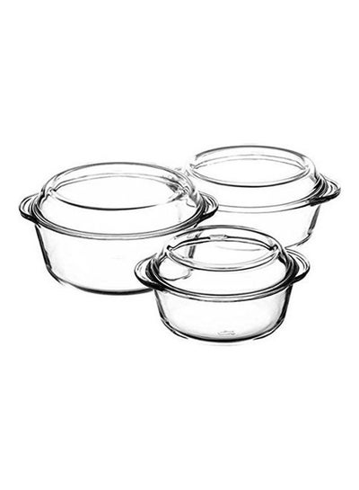 Buy Borcam Glass Casserole Set With Lid, 6 Pieces Clear in UAE