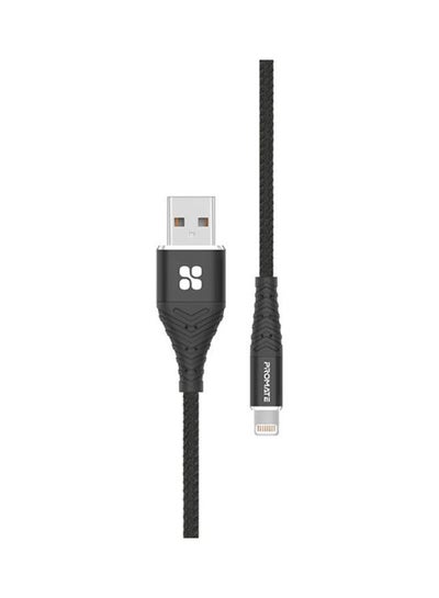 اشتري كابل موصل من USB إلى لايتنينج مضفر من القماش بتيار 2.4 أمبير للشحن السريع أسود في الامارات