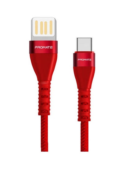 Buy Zinc Alloy Reversible USB-A 2.0 to USB-C Data & Charge Cable Anti-Break TPE with Braiding Effect Red in Egypt
