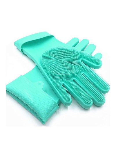 اشتري Scrubbing Dish Washing Reusable Rubber Gloves أخضر في مصر