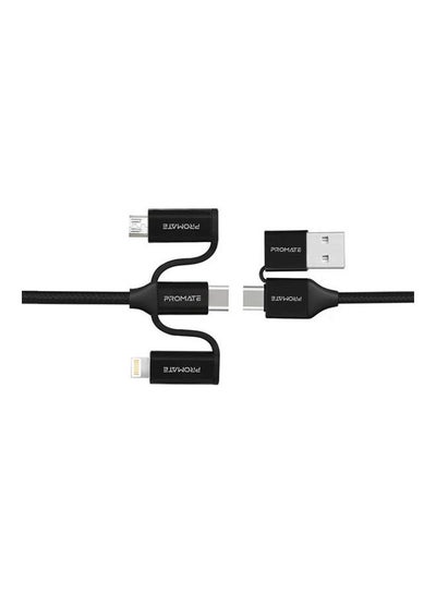 Buy 6-in-1 Hybrid Multi-Connector Cable for Charging & Data Transfer 60W Power Delivery USB-C to USB-C Black in UAE
