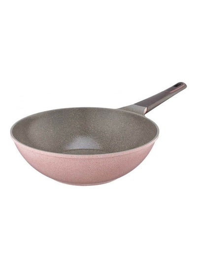 Buy Mitra Granite Wok Frying Pan With Lid Pink 26cm in UAE