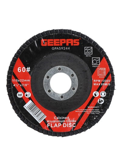 Buy Flap Disc 115mm - Perfect for All 4.5" Angle Grinders | 22.2mm Bore Size with Aluminium Oxide Grit | Ideal for Rust Removal & Deburring Jobs Black in UAE