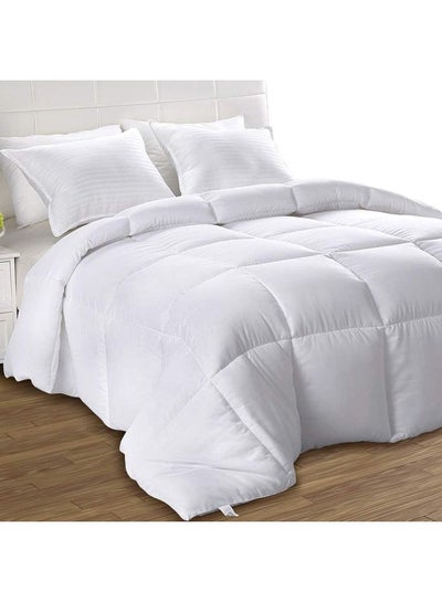 Buy 3-Piece Down Alternative Comforter Double Size with 2 Pillow Cotton White 200 x 220cm in UAE