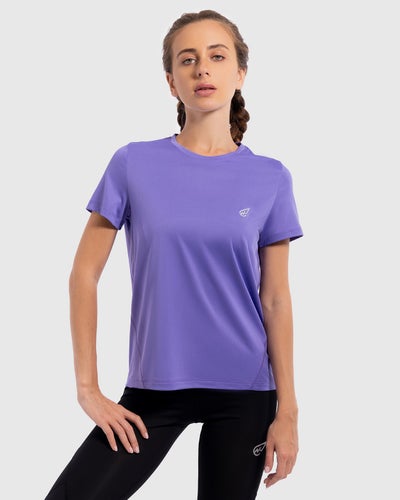 Buy Women's Sport Solid Color Training Crew T-Shirt Violet in Egypt
