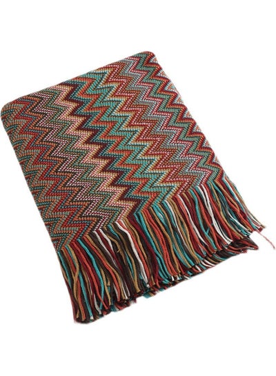 Buy Striped Sofa Blanket Polyester Multicolour 130x170cm in Saudi Arabia