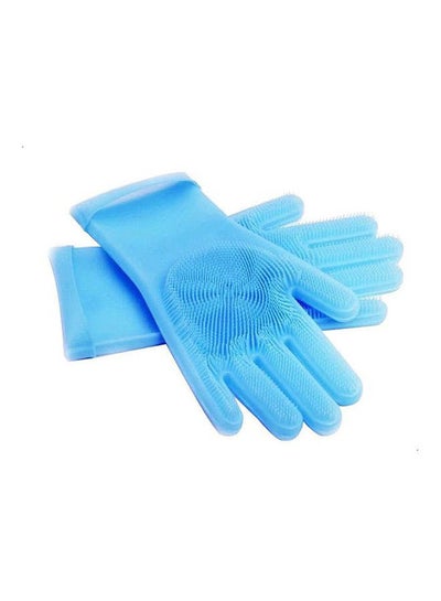 اشتري Magic Silicone Scrubber Cleaning Gloves أزرق 158غم في مصر