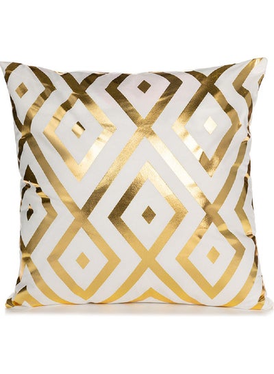 Buy Decorative Pillow And Cover Set Gold/White 45x45cm in UAE