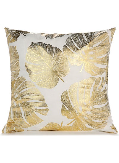 Buy Decorative Pillow And Cover Set Gold/White 45x45cm in UAE