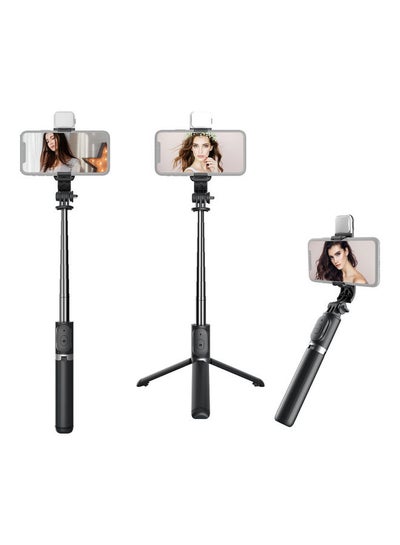 Buy Wireless BT Selfie Stick With Extendable Tripod Black in Saudi Arabia